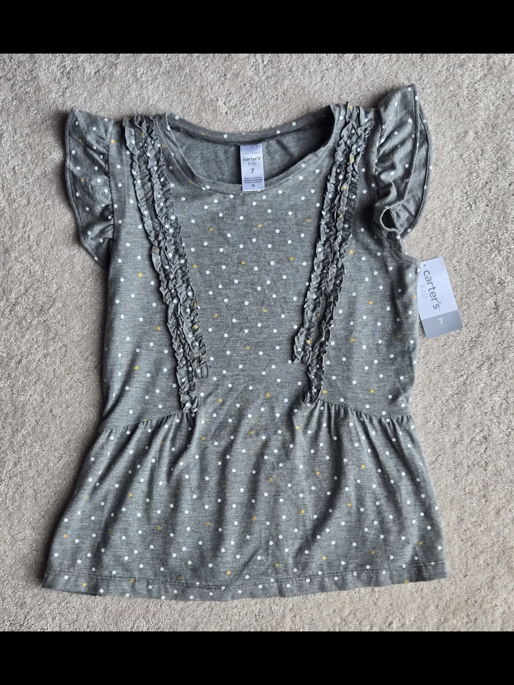 Carter's Gray Dot Ruffle Kids Top